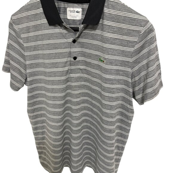 Lacoste Sport Golf Polo Shirt Mens XL Presidents Cup Embroidered Striped Casual - Picture 2 of 7